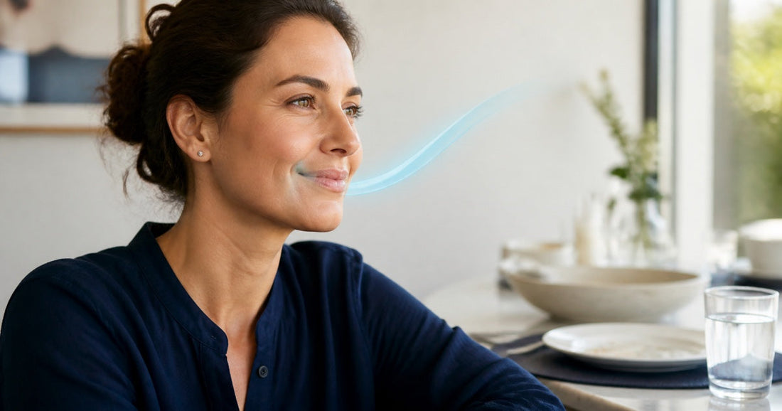 Cavity prevention gum guide showing an after-meal saliva-support habit