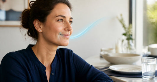 Cavity prevention gum guide showing an after-meal saliva-support habit